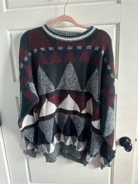 Sweater Graphix XL Men’s Geometric Knit Sweater 90s Southwestern Grandpa